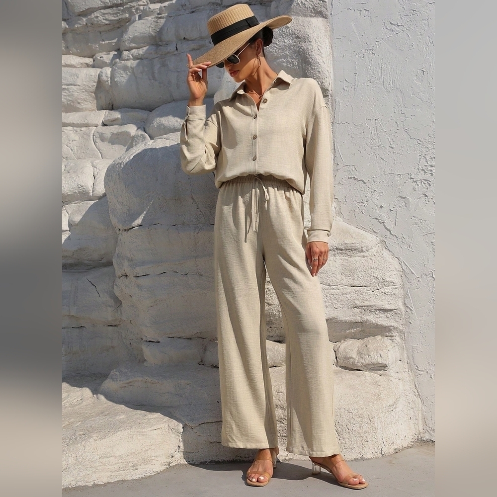 Women's Long Sleeve Shirt And Pants Set - Picture 5 of 8
